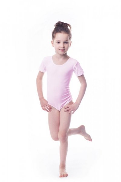 Gymnastický dres Body lycra (B15) krátký rukáv Shepa 134 světle růžová