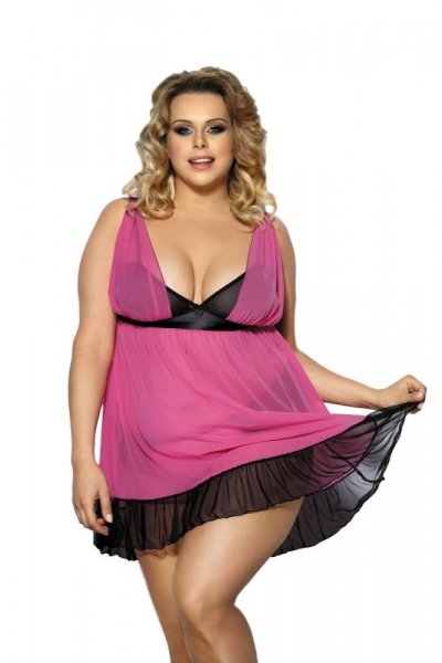 Angels Never Sin Carinola Košilka Size Plus XL/XXL růžovo-černá