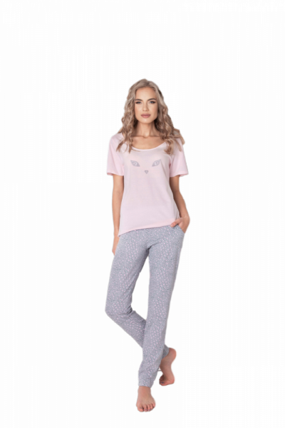 Aruelle Wild Look Long Dámské pyžamo XL růžovo-šedá