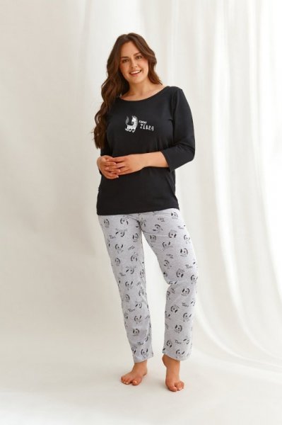Taro 2610 3/4 Vesta Z'22 Dámské pyžamo plus size XXL černá-šedá