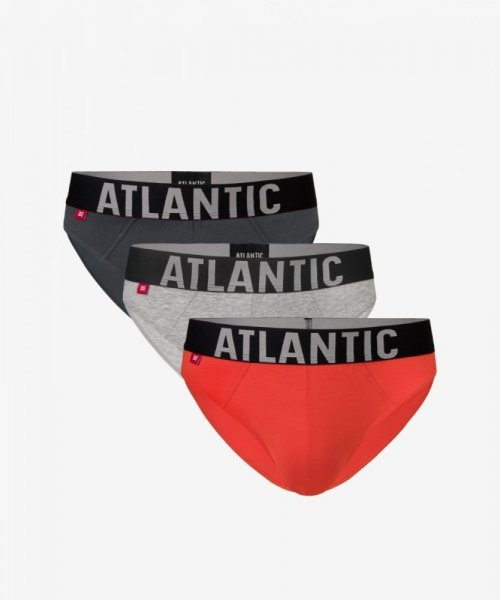 Atlantic 3SMP-003 khaki/šedé/oranžové Pánské slipy 3 ks XXL vícebarevná