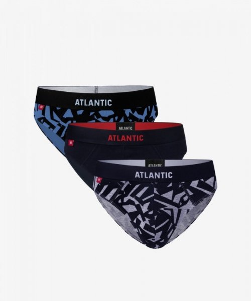 Atlantic 3MP-104 modré/tmavě modré/šedé Pánské slipy 3 ks XXL vícebarevná