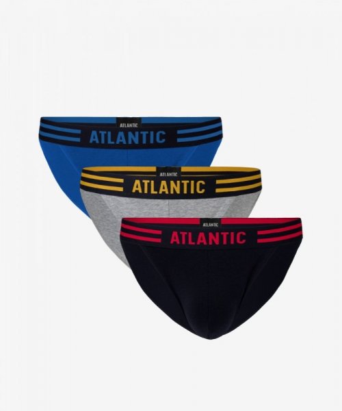 Atlantic 3MP-103 modré/šedé/tmavě modré Pánské slipy 3 ks S vícebarevná