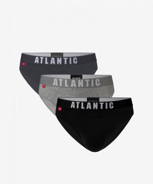 Atlantic 3MP-094 grafitové/šedé/černé Pánské slipy 3 ks XXL vícebarevná