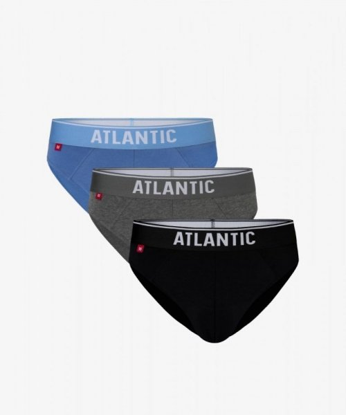 Atlantic 3MP-125 modré/šedé/černé Pánské slipy 3 ks XXL vícebarevná