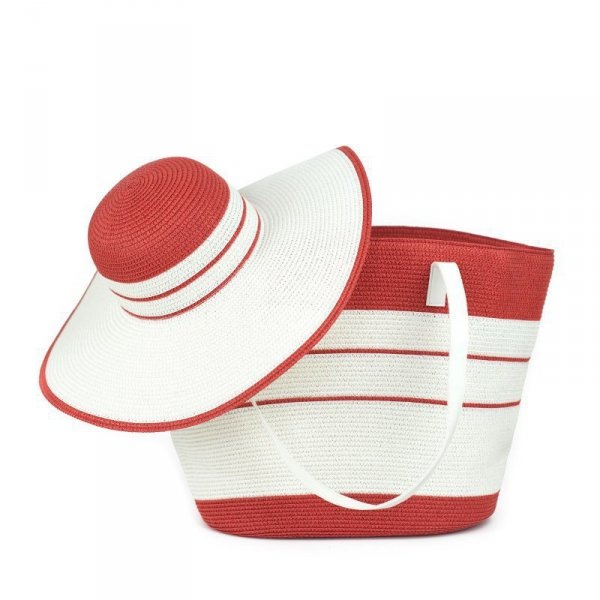 Art Of Polo 22193 Námořníkova žena Dámský komplet taška + klobouk 56-57 cm white-red
