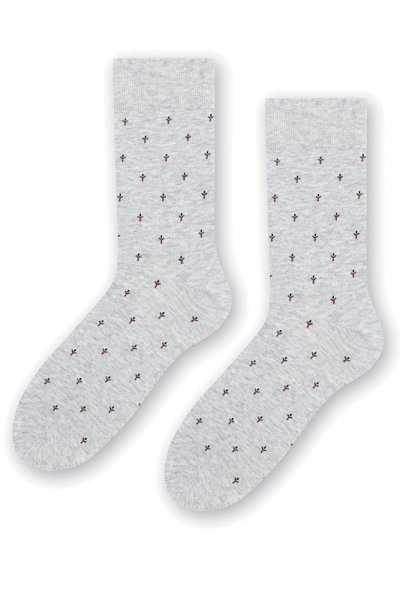 Steven 056 207 vzor šedé Pánské oblekové ponožky 42/44 šedá