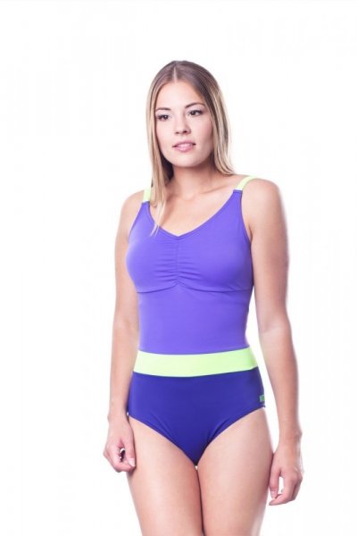 Dámské jednodílné plavky Shepa 074 (B22D16/23) XL fialová/žlutá